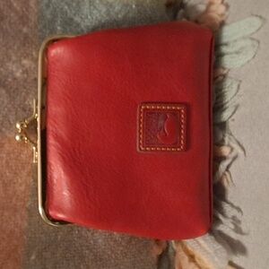 Dooney and Bourke Large Framed kiss lock in red Florentine leather